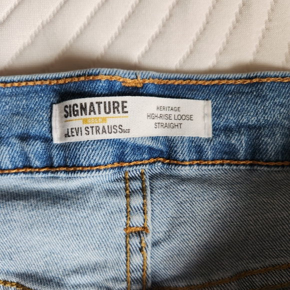 LEVI'S Heritage High Rise Loose Straight Leg Zip Fly Jeans Sz 14 32W Light Wash - Picture 13 of 15